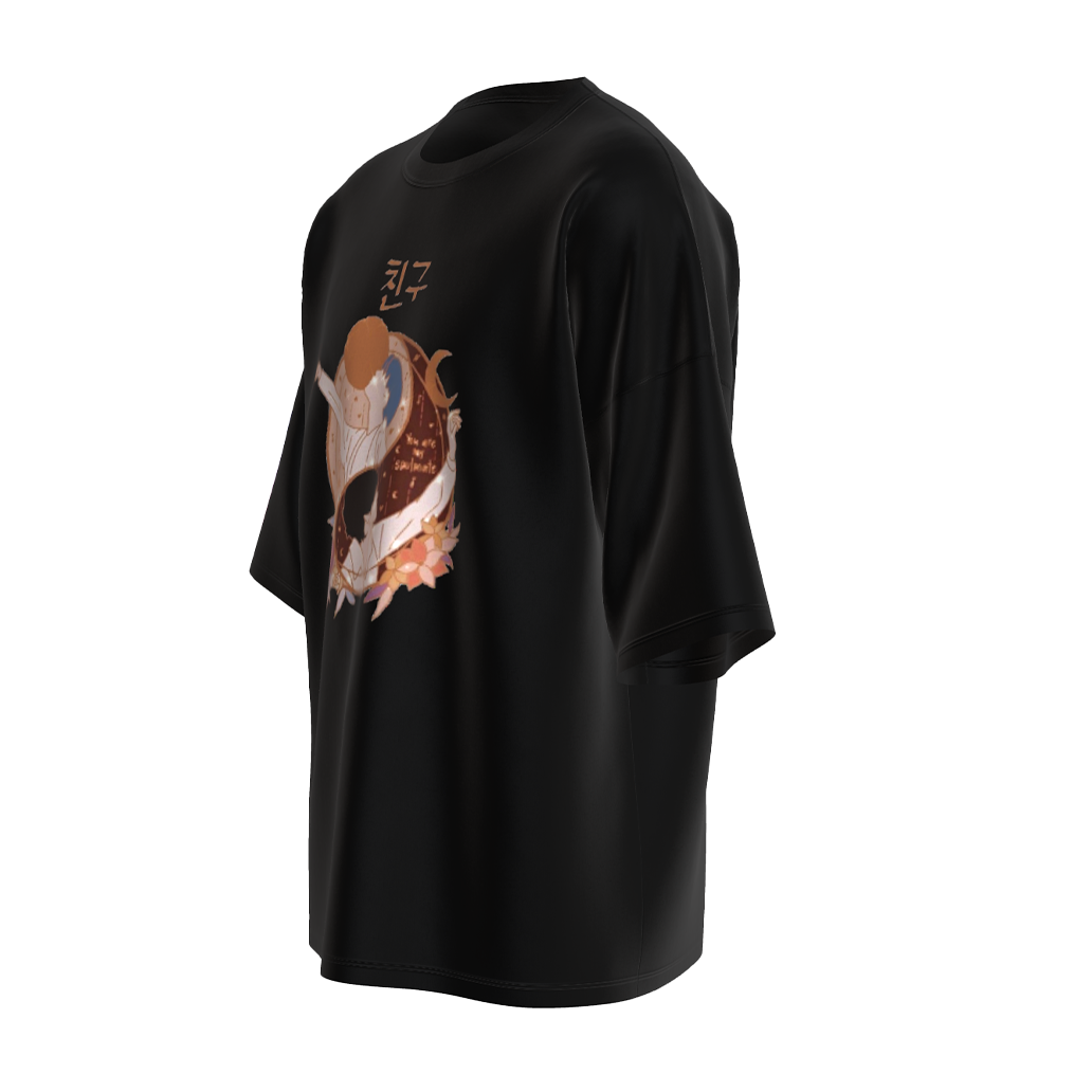 Oversized Vmin Soulmate Art Black Drop Shoulder T-Shirt