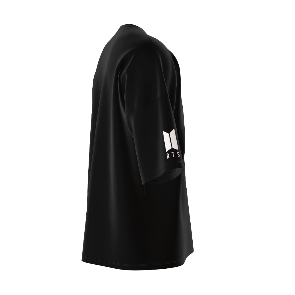 Oversized Jimin Chimmy Print Black Drop Shoulder T-Shirt
