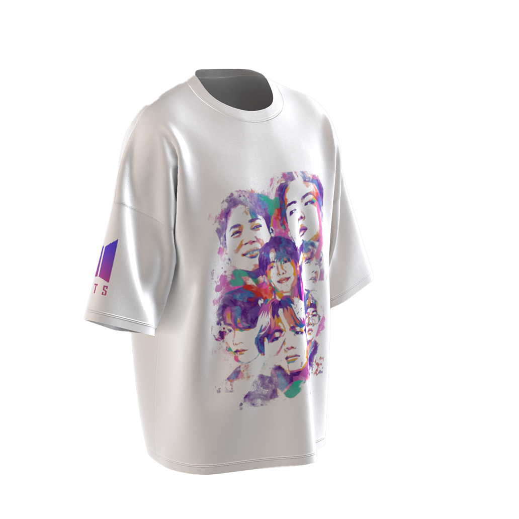 Oversized BTS Art Print Drop Shoulder T-Shirt