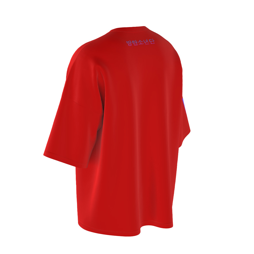 Oversized Vmin Soulmate Art Red Drop Shoulder T-Shirt