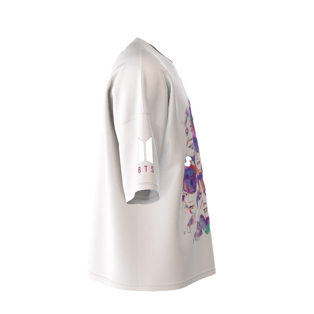 Oversized BTS Art Print Drop Shoulder T-Shirt