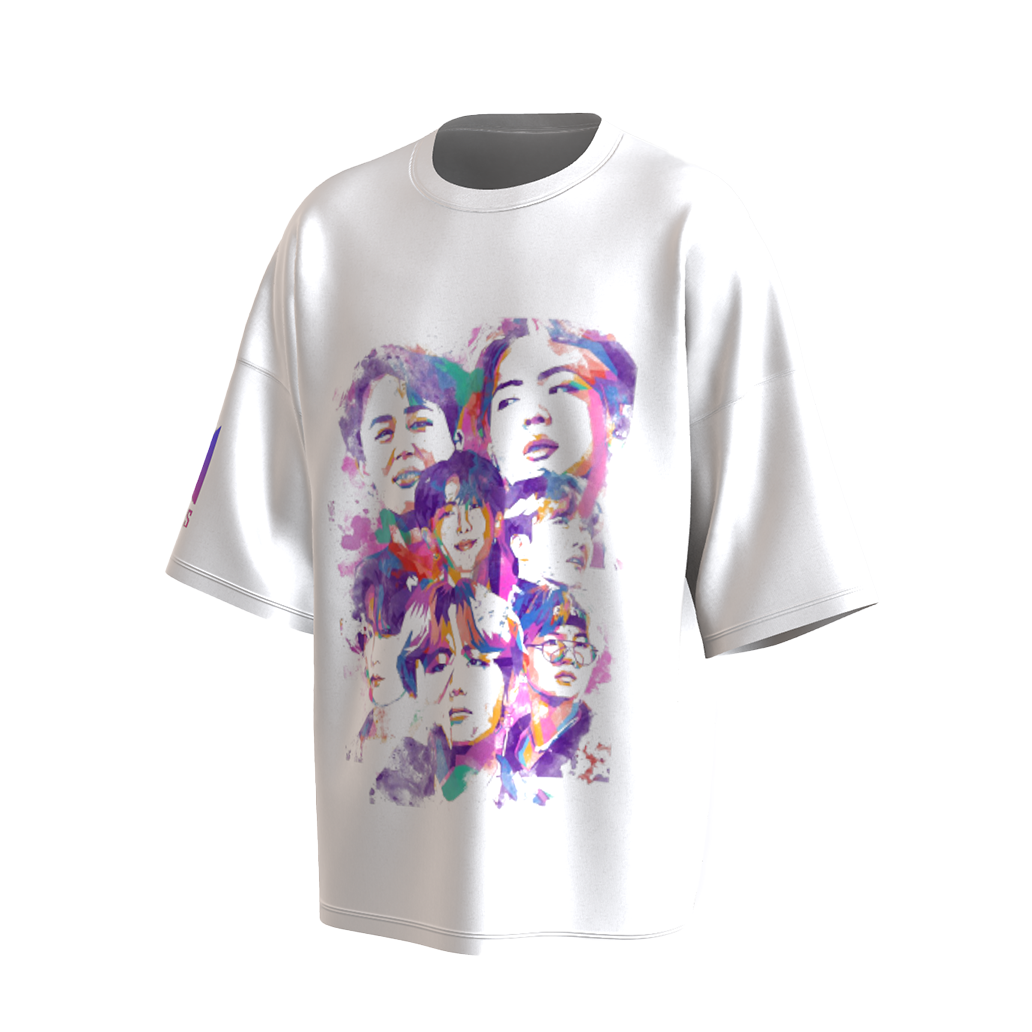 Oversized BTS Art Print Drop Shoulder T-Shirt