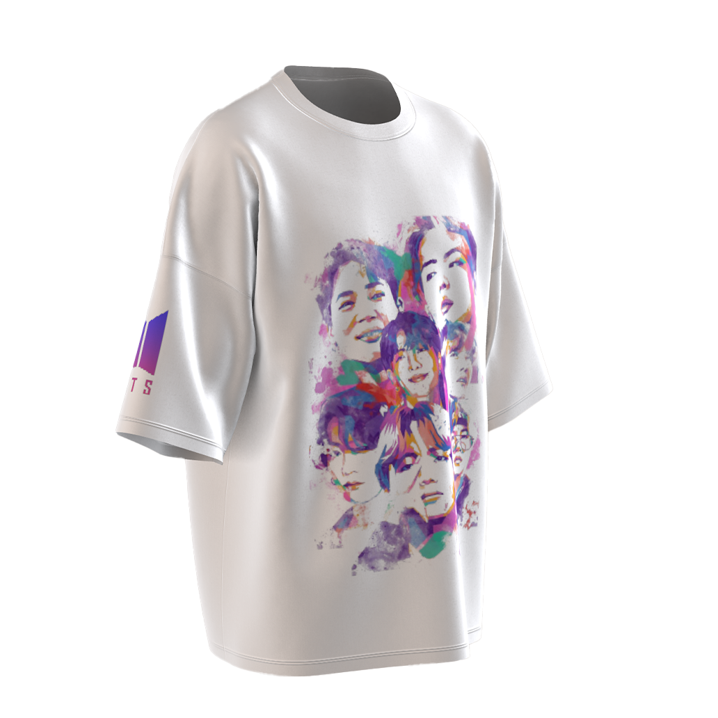 Oversized BTS Art Print Drop Shoulder T-Shirt