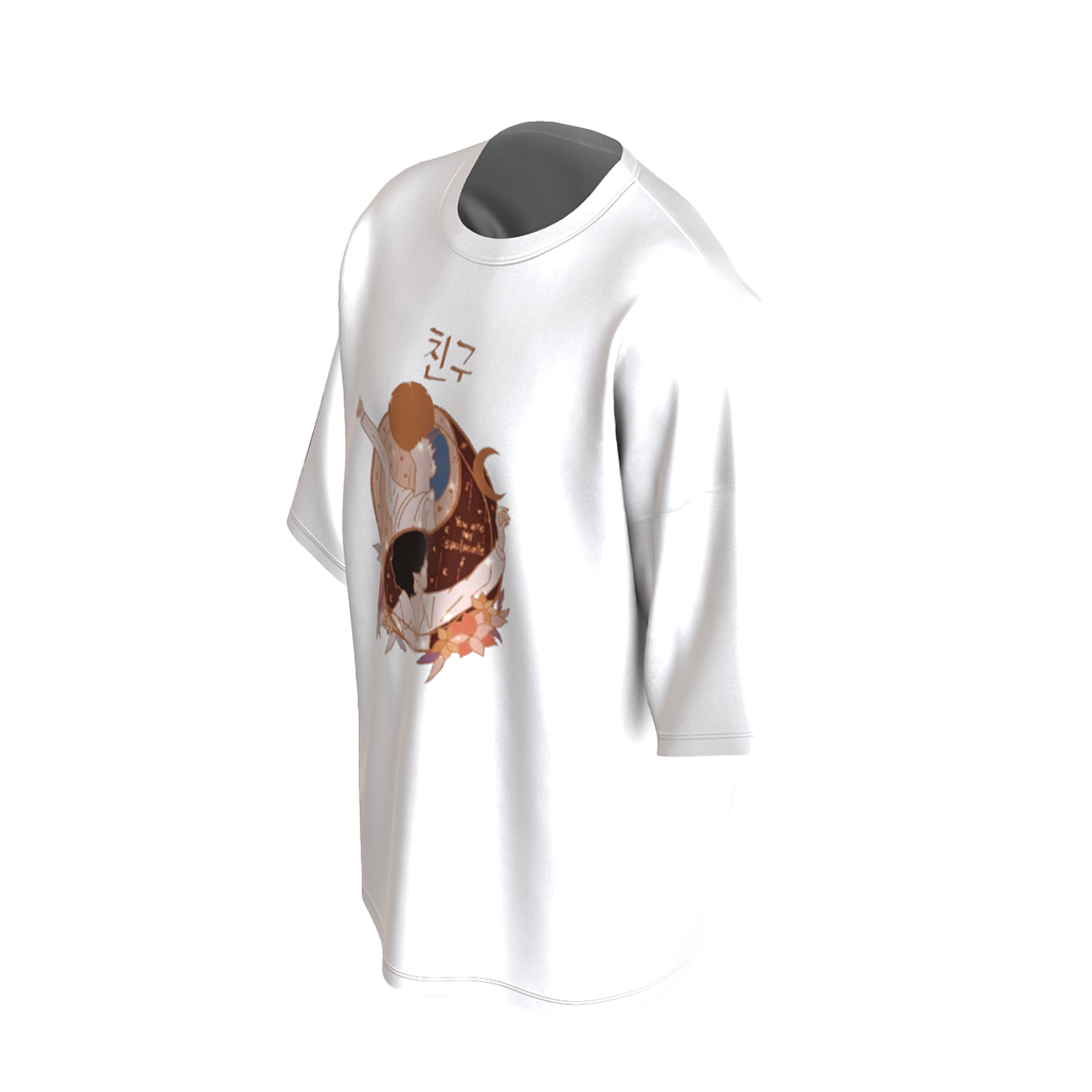 Oversized Vmin Soulmate Art White Drop Shoulder T-Shirt