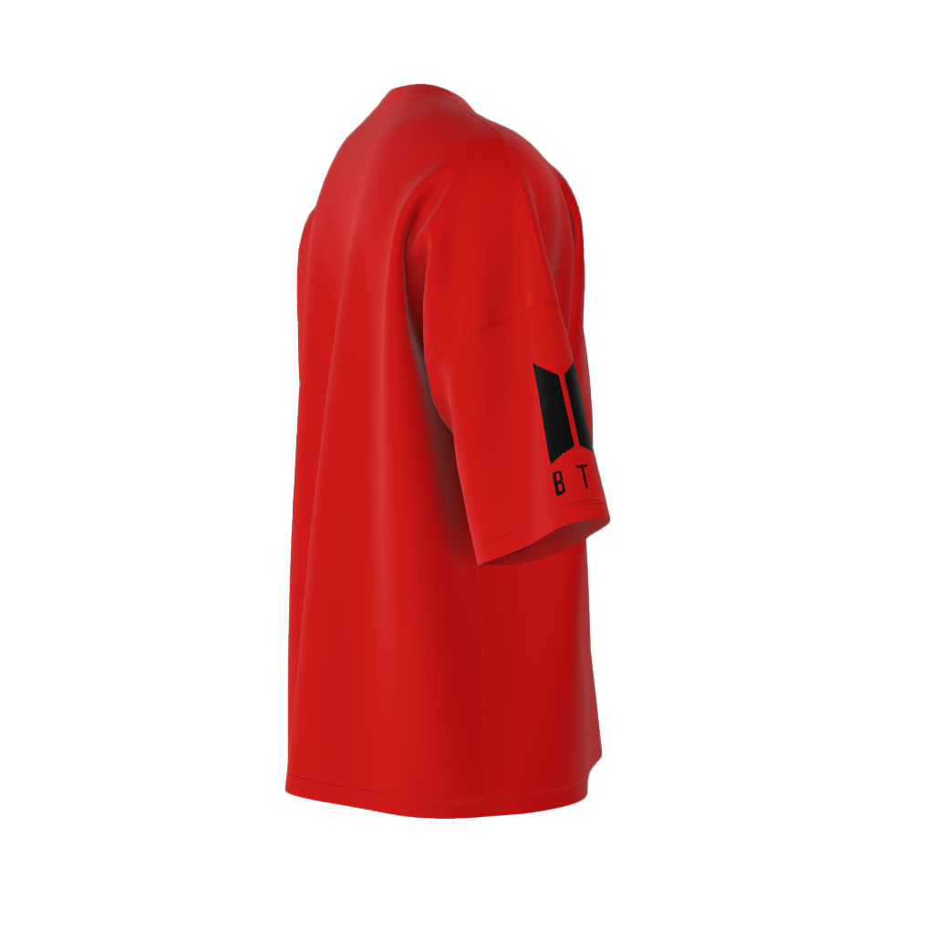 Oversized Jimin Chimmy Print Red Drop Shoulder T-Shirt