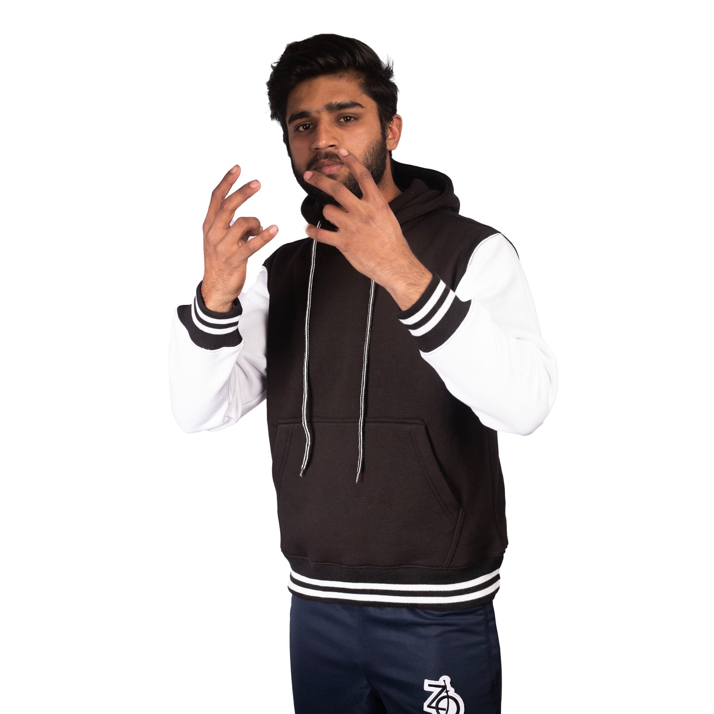 Black Hoodie with White Sleeves