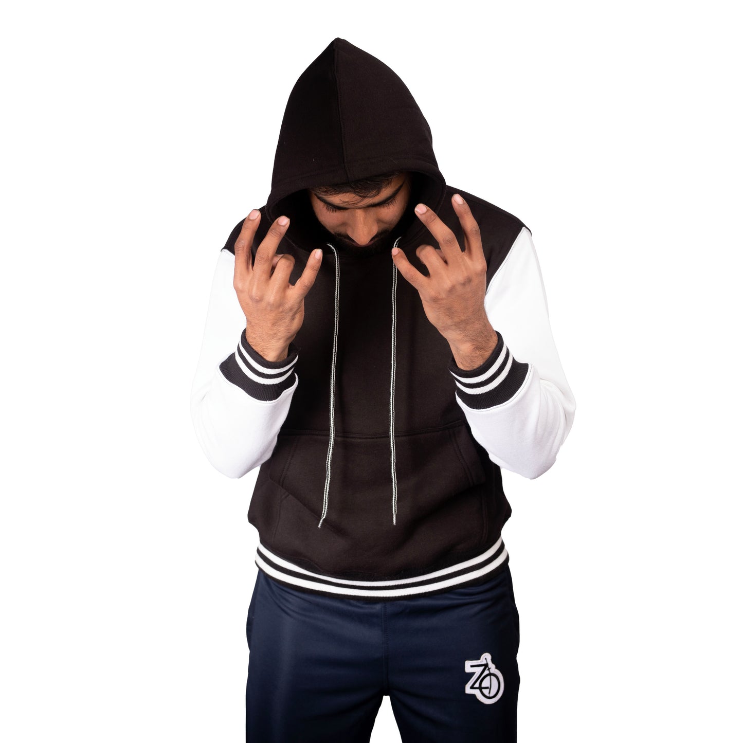 Black Hoodie with White Sleeves