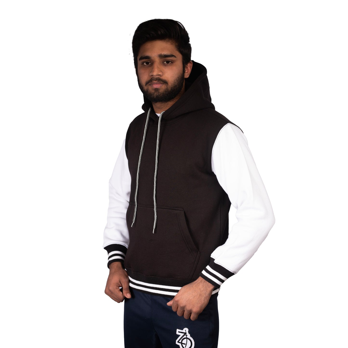 Black Hoodie with White Sleeves