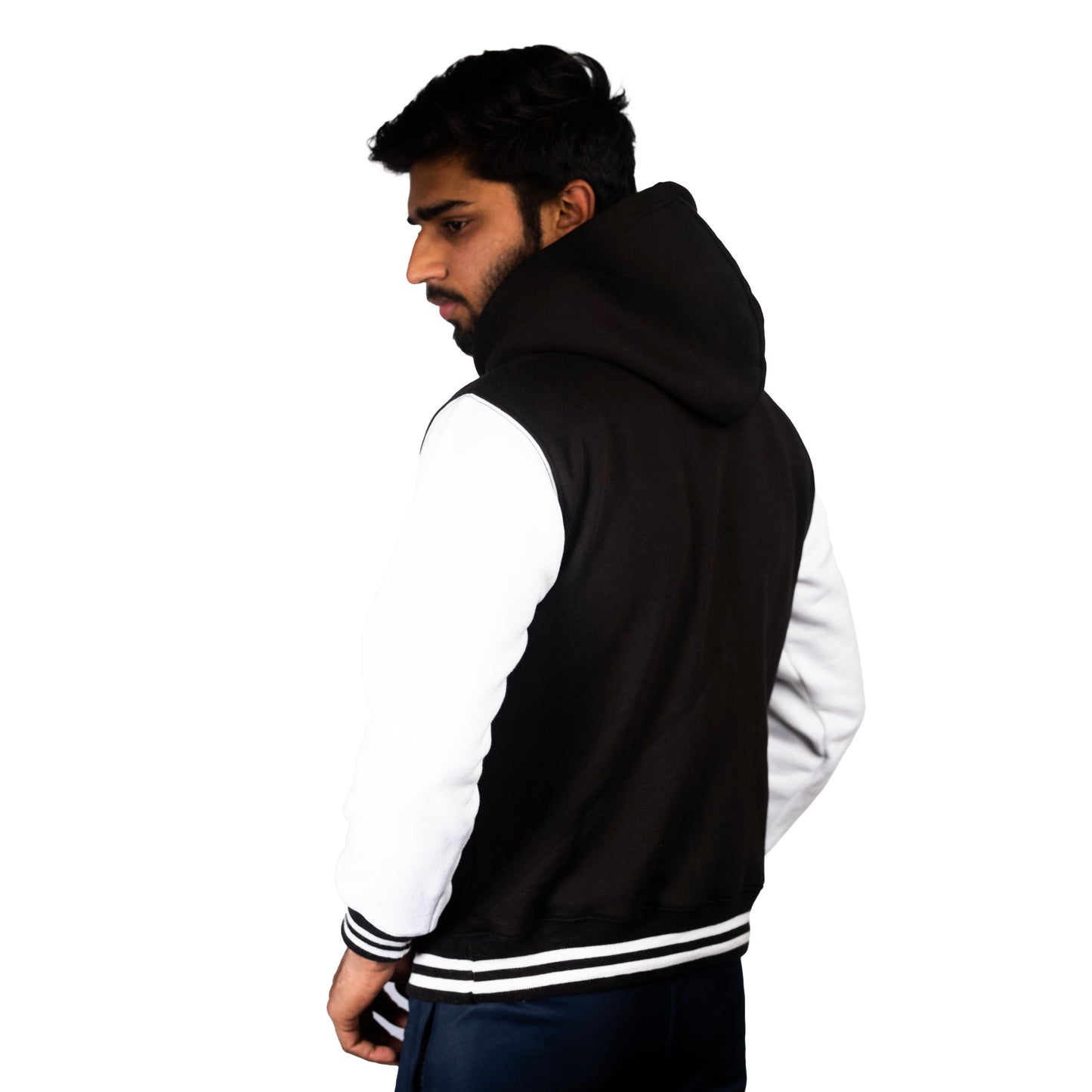 Black Hoodie with White Sleeves