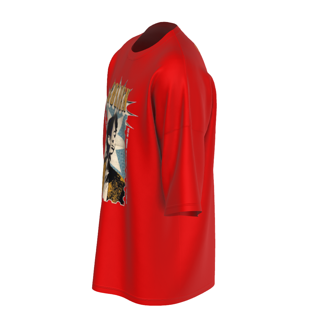 Oversized Jungkook Golden Print Red Drop Shoulder T-Shirt