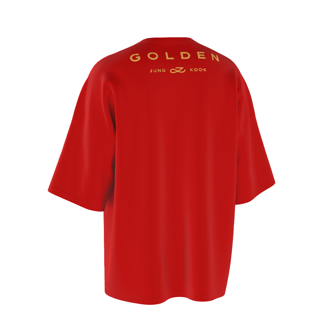 Oversized Jungkook Golden Print Red Drop Shoulder T-Shirt