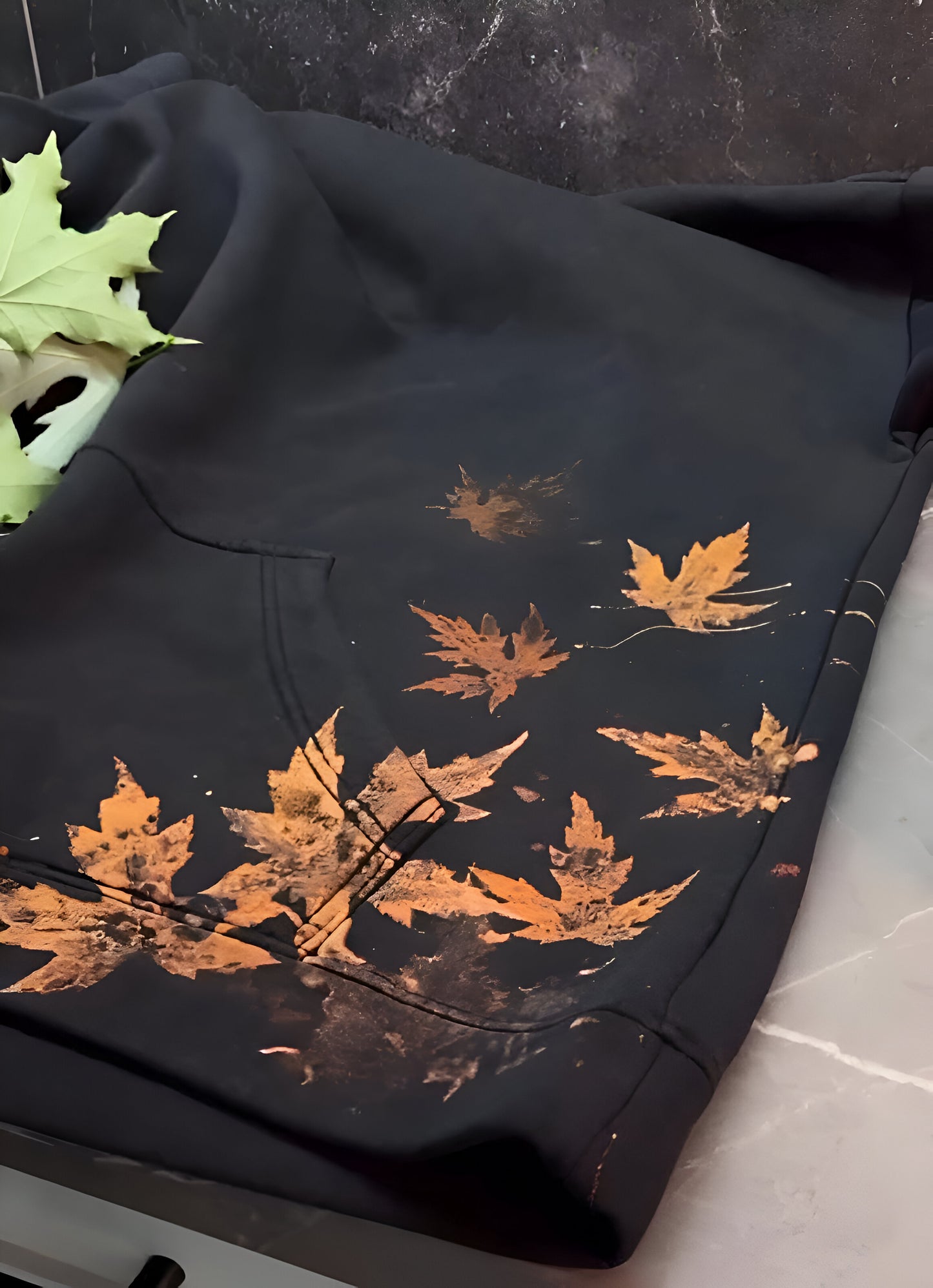 Natural Imprint Leaf Hoodie