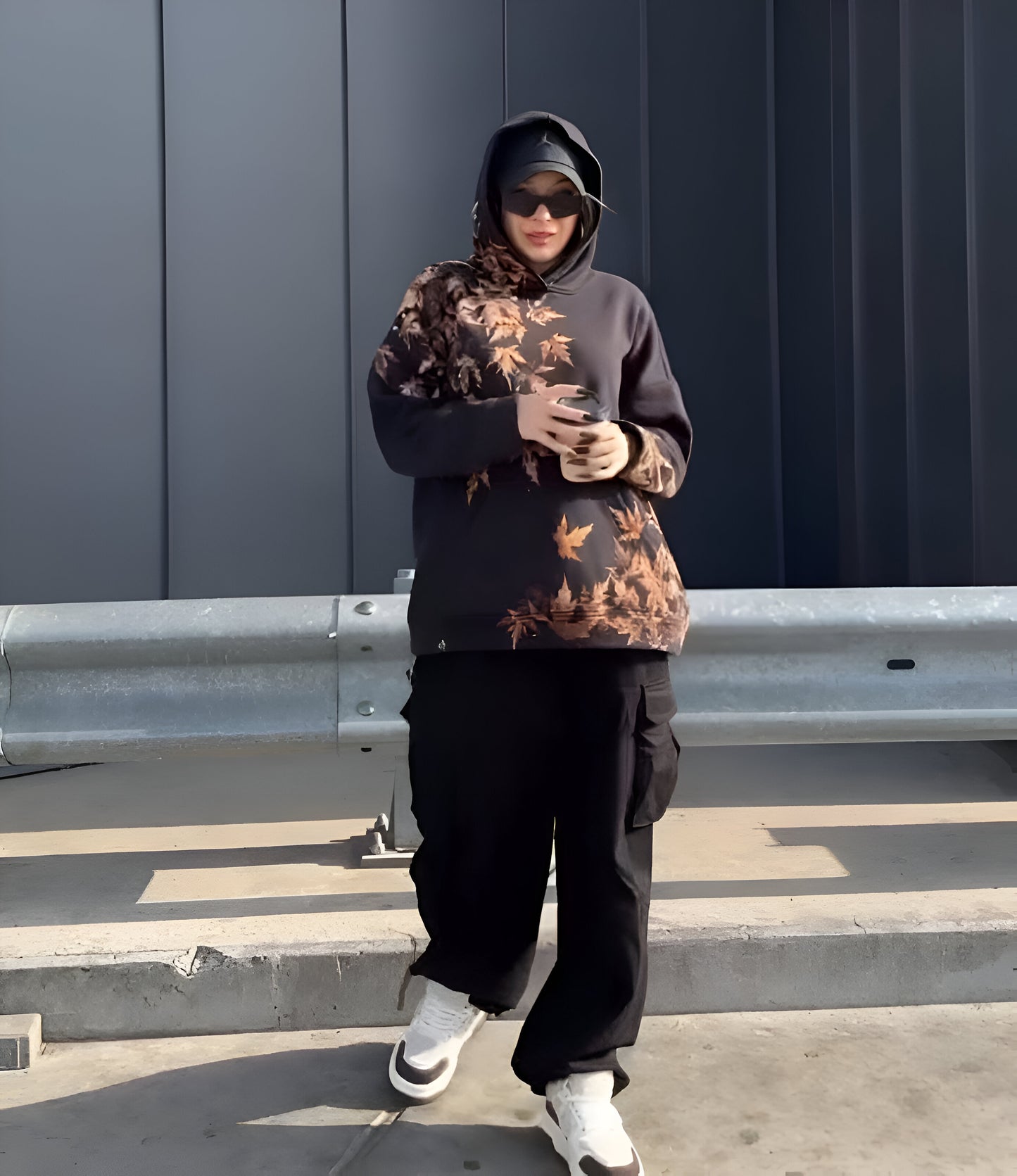 Natural Imprint Leaf Hoodie