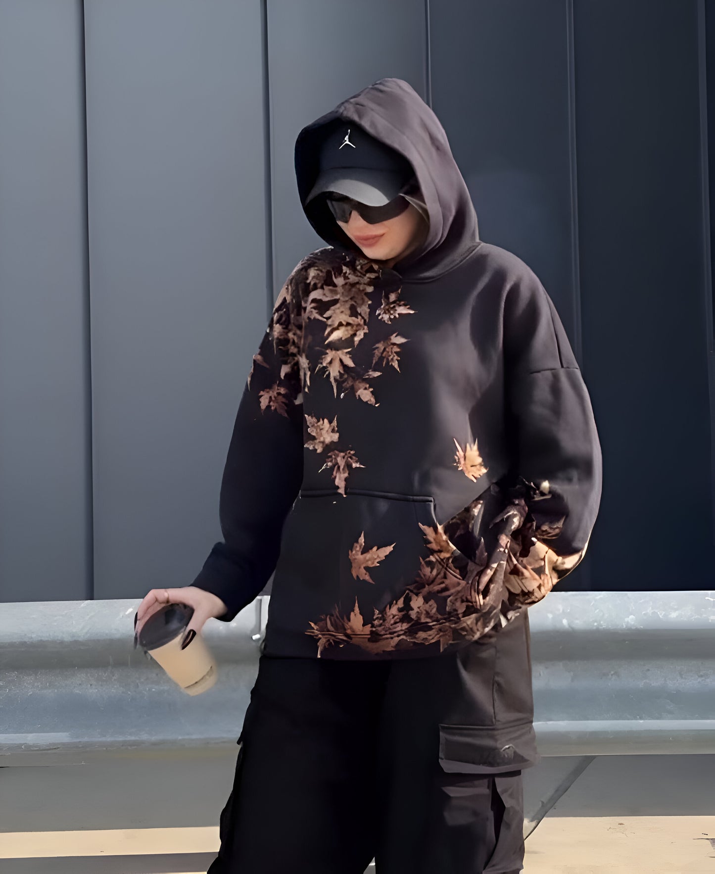 Natural Imprint Leaf Hoodie