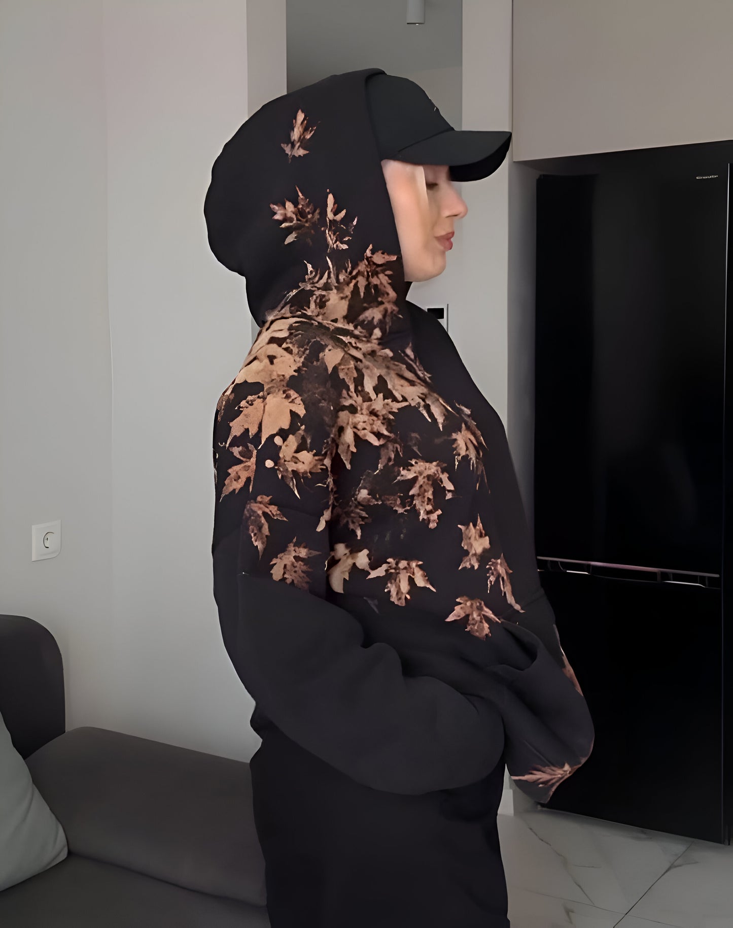 Natural Imprint Leaf Hoodie