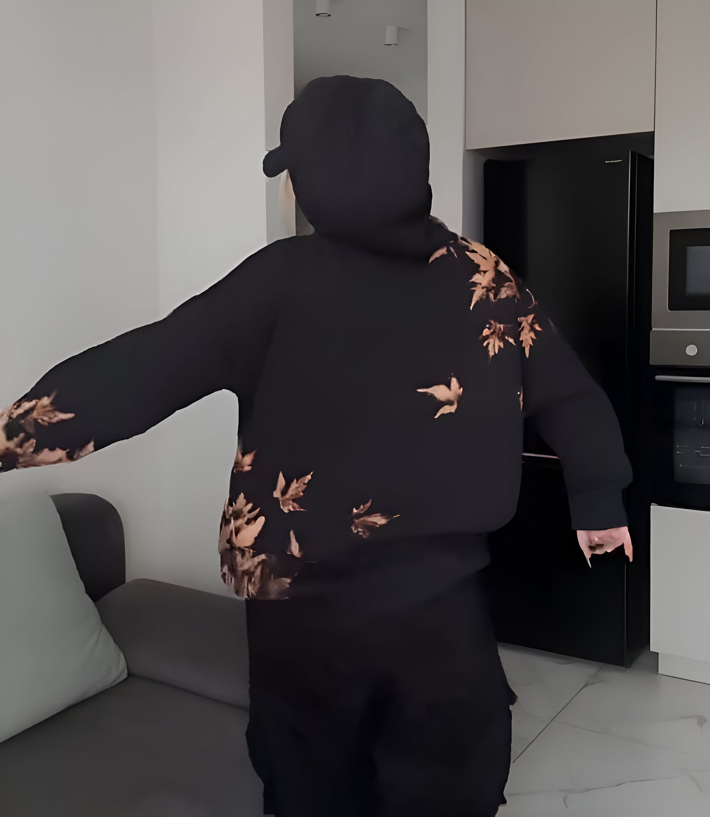 Natural Imprint Leaf Hoodie