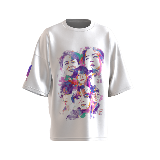 Oversized BTS Art Print Drop Shoulder T-Shirt