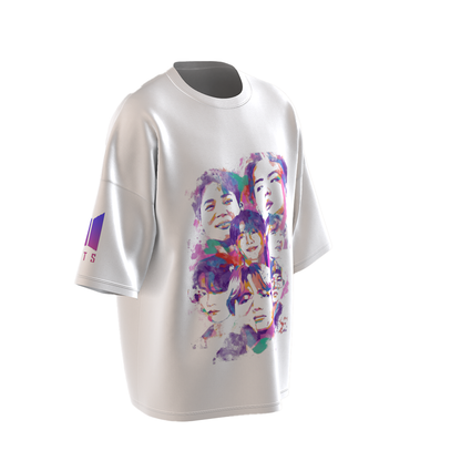Oversized BTS Art Print Drop Shoulder T-Shirt