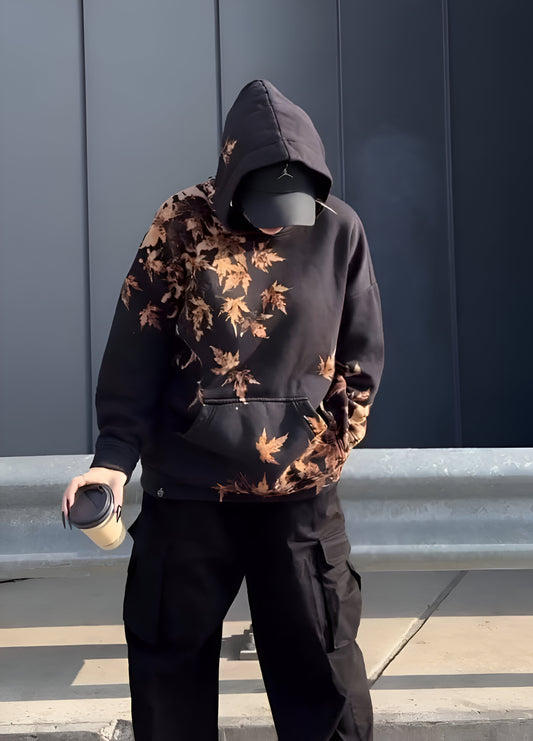 Natural Imprint Leaf Hoodie