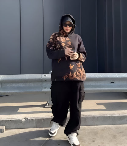 Natural Imprint Leaf Hoodie