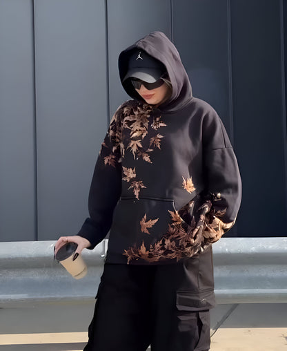 Natural Imprint Leaf Hoodie